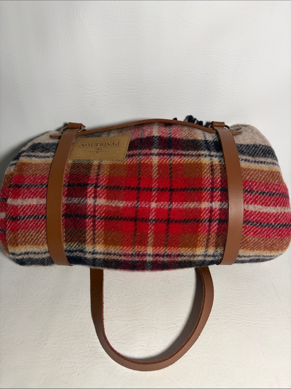Pendleton NEW Motor Robe Plaid Throw with Leather Carrier Vintage Dress Stewart